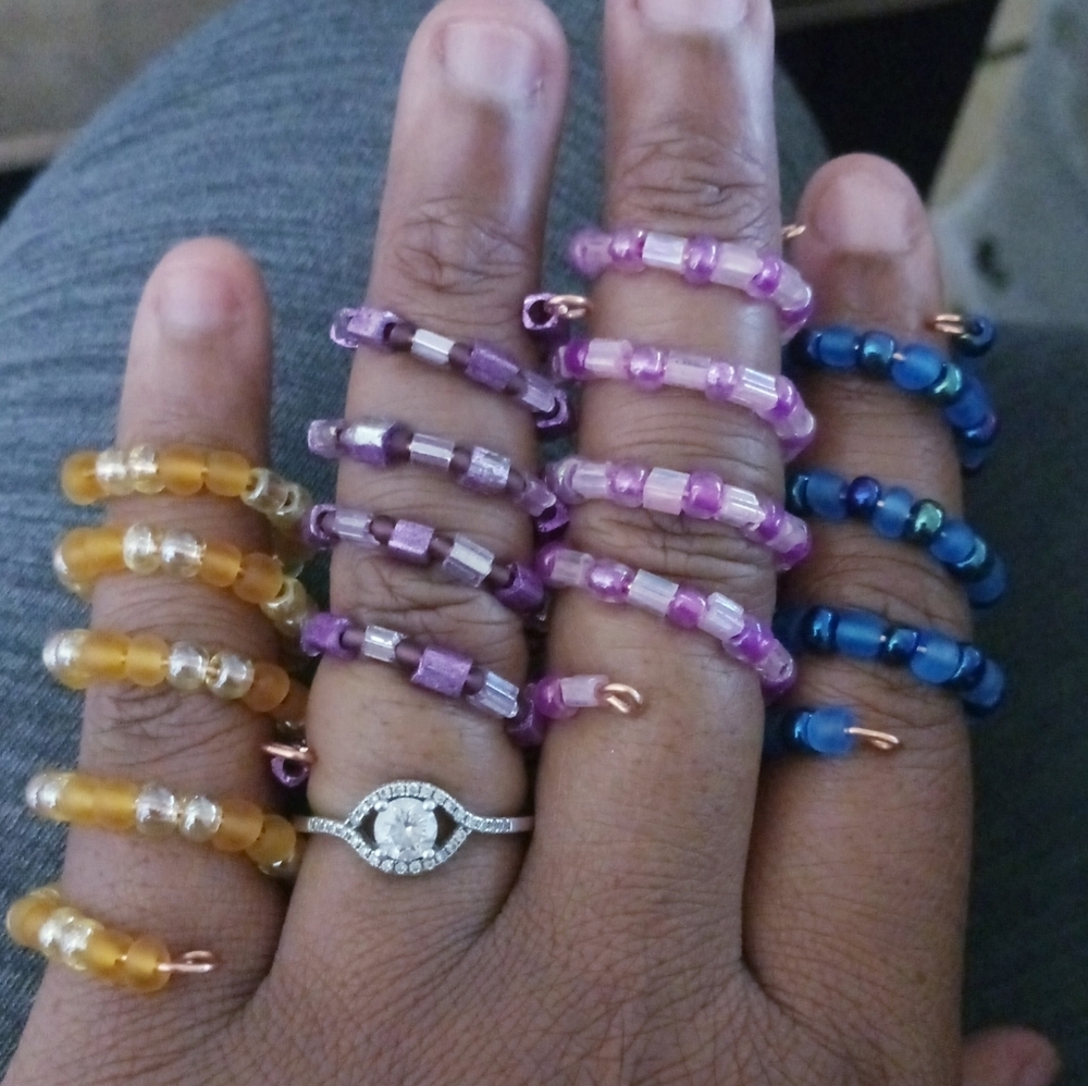 Colorful Beaded Spiral Wrap Around Rings